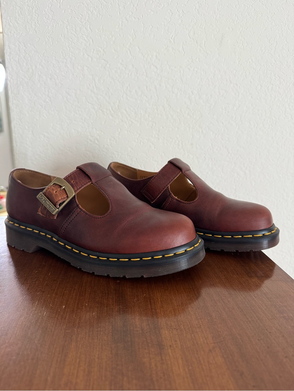 Dr. Martens Brown T-Bar Mary Jane Shoes - Picture 1 of 6